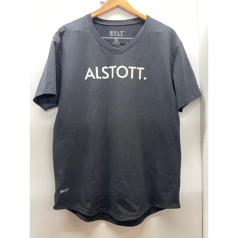 BYLT Premium Basics Lux V-Neck T-Shirt Black Alstott Graphic Drop Cut XL